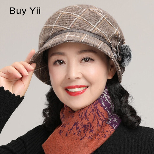 Mother's Hat Autumn Women's Versatile Fashion Hat Women's Winter Middle-aged and Old Women's Fashionable Basin Hat Spring and Autumn Fisherman's Hat LRM-08 Khaki Adjustable (56-59)cm