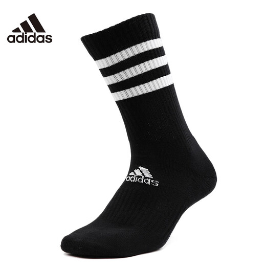 阿迪达斯 （adidas）袜子男袜女袜春秋款新款休闲袜跑步透气针织吸汗运动袜 FH6629黑色一双装/中筒 M（适合39-42码）
