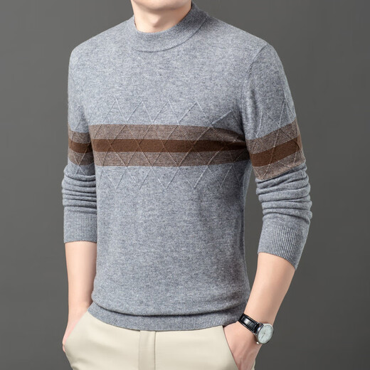 NOSSKISS luxury high-end brand men's cardigan men's autumn and winter round neck contrast striped knitted middle-aged and elderly dad sweater upper cyan XL 180