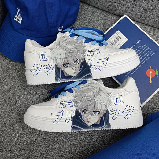 Jointly-branded Sakura Blue Prison Anime Pain Shoes Men's 2024 Spring and Autumn Couple Sports Shoes Huili Ganyu Low Top Board Shoes (Pink Blue) z2694d 40