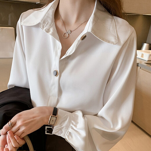 Ou Xiqi shirt women's new Korean version fashionable slim versatile long-sleeved women's top white regular M