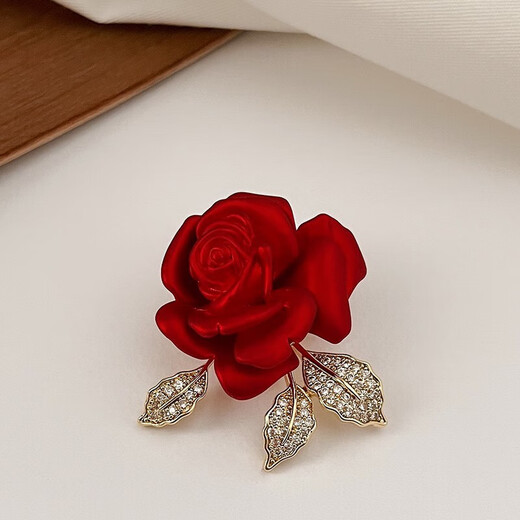 BOMP Old Phoenix Gold Store Brooch Red Rose High-end Women's Light Luxurious Temperament Corsage Suit Sweater Pin Free