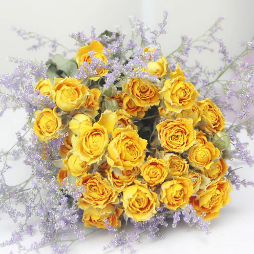 Love Yunnan Natural Rose Dried Flower Bouquet Living Room Decoration Lucky Rose Dried Flower Real Flower Decorative Ornaments Air-dried and Roasted Romantic Bubbles About 30 Heads
