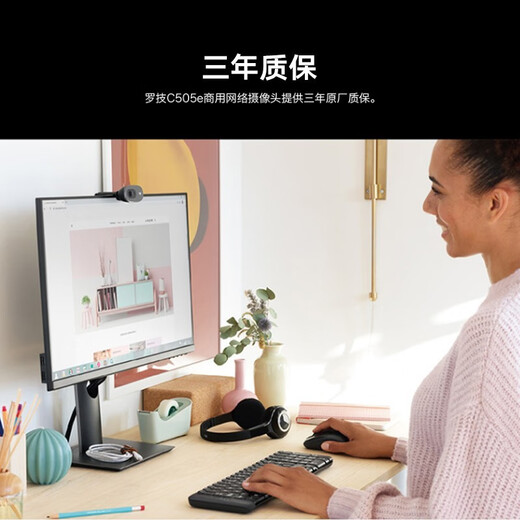 罗技（Logitech）C505e高清电脑网络摄像头 视频会议网络课程 远程教育网课摄像头 720P C505E