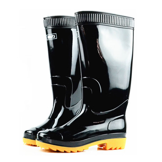 Huili 807 Hochröhrchen schwarze Regenstiefel Männer und Frauen Wasserschuhe Plastik OverShoes Gummischuhe wasserdicht und nicht rutschernde Outdoor 42