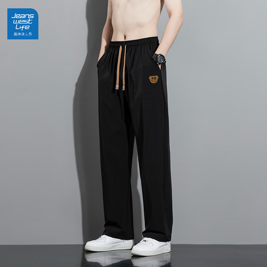 JEANSWEST LIFEJEANSWEST casual pants men's autumn straight loose sports pants summer men's trendy men's pants easy to wear dark gray BY274 2XL