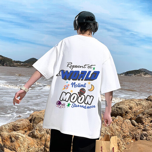 柏乐迪（BAILEDI）高中学生夏天纯棉短袖t恤13-15岁男孩14宽松上衣服16大童夏装半袖 LL-3899黑色 高品质 170 XL（建议体重130-150斤左右）