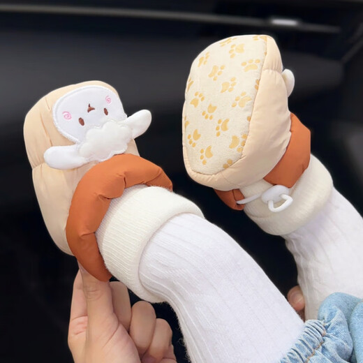 Miduer autumn and winter newborn baby 0-1 year old male and female baby soft-soled thickened shoes and socks all-in-one non-falling plus velvet waterproof cotton shoes 2 beige bears (Zai Zai waterproof cotton shoes) 12.5 M inner length 12.5cm recommended 8-15 months