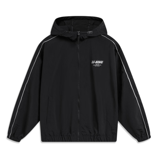 李宁（LI-NING）风衣外套男女同款荷叶防泼水防晒服夏季薄款户外反光夹克外套 黑色【锦纶UPF50+】AFDU695-1 M