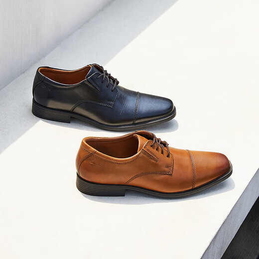 Clarks Tilden Cap business formal men's shoes leather comfortable breathable square toe men's derby shoes