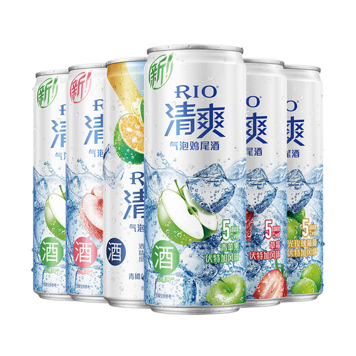 锐澳清爽/强爽/微醺 洋酒预调rio鸡尾酒清爽5度强爽8度 低度气泡果 清爽330ML*6罐随机