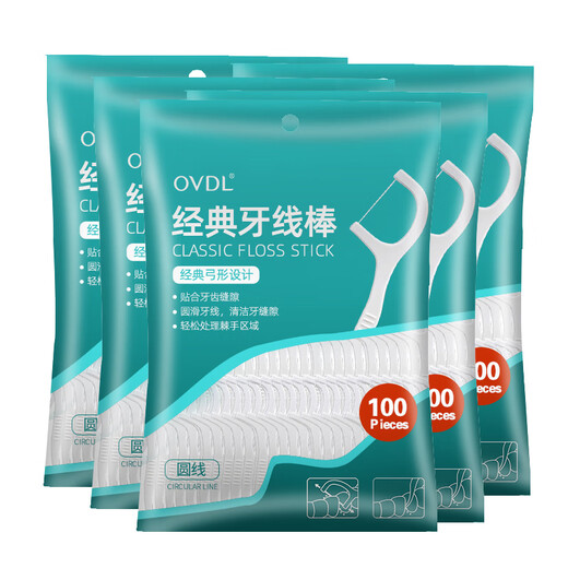 OVDL牙线棒100支*5包 超细圆线清洁齿缝牙签线高拉力剔牙线超值家庭装