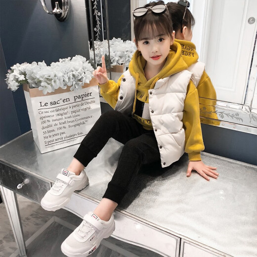 Arnita Children's Clothing Girls Suit Autumn and Winter Clothes 2020 New Children's Velvet Thickened Sweater Vest Sports Three-piece Set for Girls Fashionable Autumn and Winter Style for 3-12 Years Old Trendy Pink [Fleet Thickened] 140 Sizes [Recommended Height About 1.3 Meters]