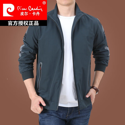 Pierre Cardin High-End Men's Clothing Chaqueta para hombres Spring y Autumn Loose Chaqueta casual New Style Stand Collar Jóvenes Autumn de mediana edad 9892 [Militar Green and Black] M 170 Especificaciones (120Jin [Jin equivale a unos 0.5 kg])