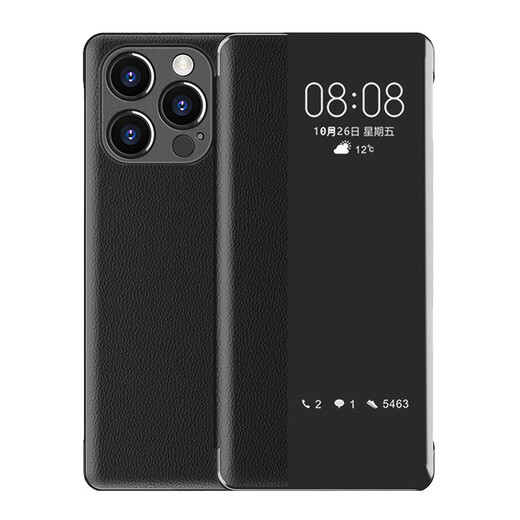 Gullfoss 苹果16pro手机壳苹果16promax手机套iphone16plus保护套5G简约商务个性翻盖式防摔皮套轻奢商务壳 臻选纳帕皮【黑色】翻盖式视窗皮套 苹果16proMax