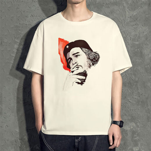 RAFT-Kern ehemaliger sowjetischer T-Shirt geschnitten Guevara periphere kurzärmelige Kleidung Sommer T-Shirt Herren Tee Blume Schöne Weiße D4882 Schnitt Guevara M (110-130) Jin [Jin gleich 0,5 kg]