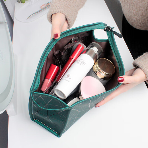 Rui Liya cosmetic bag portable ins style large capacity portable cosmetic bag large capacity travel storage bag wash bag storage bag peacock green large internet celebrity cosmetic bag