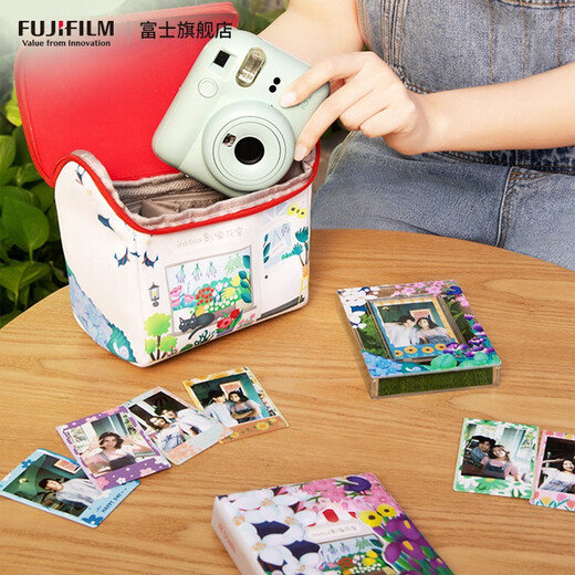 FUJIFILM instax mini12 instant camera 3-inch photo paper one-time imaging travel camera gift box mint green image flower room set ~ including camera bag + photo album + photo frame photo paper combination package 1 including standard + 20 pieces of white border photo paper + peripheral accessories