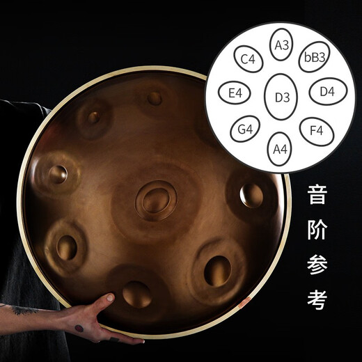 hluru [Luru Musical Instrument Factory] Hand disc 10-tone Phnom Penh Handpan Ethereal Drum Professional-level Percussion Instrument [Upgraded Nitride] Retro 10-tone + Bracket + Full Set