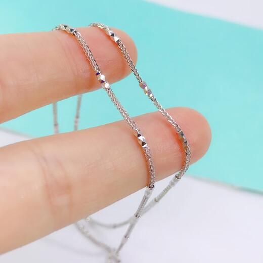 Heye Jewelry Pt950 Platinum Chopard Column Shining Real Gold Women's Platinum Necklace Clavicle Chain Sweater Chain Women's Platinum Chopard Column Necklace 1.3mm Thick Gold Weight 4.45g 43cm Square Abalone Buckle