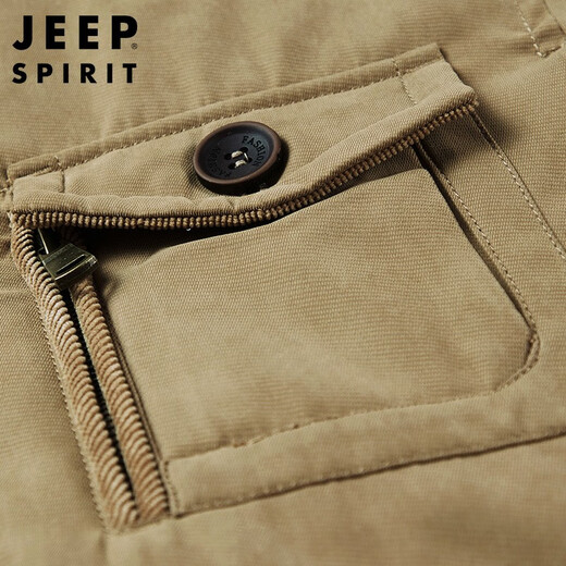 
Jeep (JEEP) Jeep Cotton Clothes Men's Mid-Length Winter Plus Fleece Thickened Removable Inner Boat Hooded Jacket Large Size New Multi-Bag JC0089 Khaki L