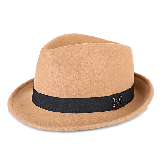 Wanhongda hat men's winter high-quality pure lamb wool top hat young and middle-aged autumn and winter warm top hat for men middle-aged and elderly high-end 100% main material woolen wool top hat brown 58-60cm