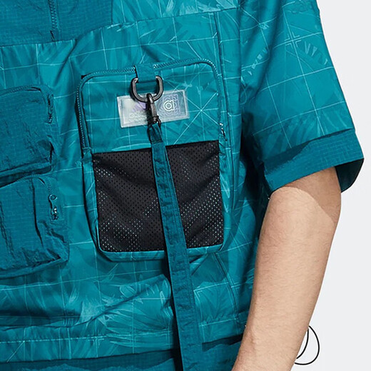 阿迪达斯 （adidas） 卫衣男士2025春秋季连帽防风运动服透气休闲外套半拉链套头衫HE9 HE9928水鸭绿  S