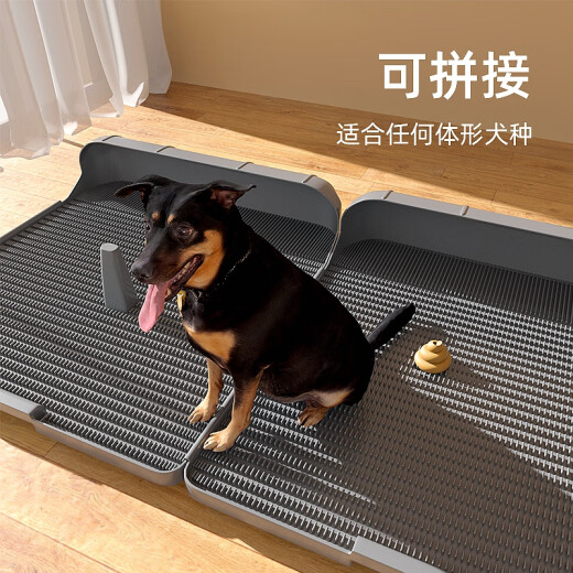 HKML dog toilet, large dog golden retriever urinal, urinal, special for medium-sized dogs, flat type, no need for pee pad, gentleman gray medium + cleaning brush 25Jin [Jin equals 0.5kg] inner dog