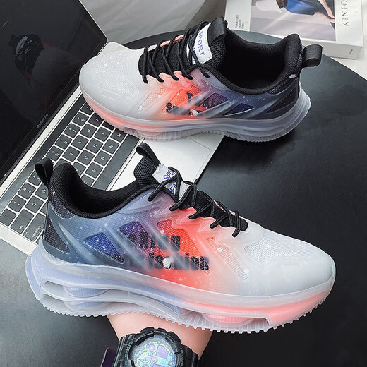 PATAL VIETON椰子男鞋春秋网面新款夏季运动休闲跑步男款增高百搭老爹潮鞋子男 灰桔TK757 42