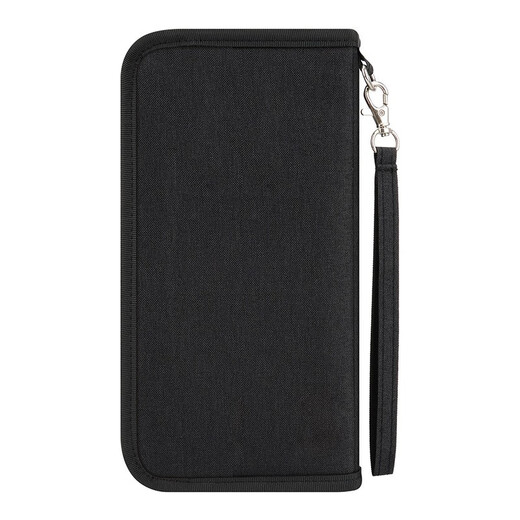 Sky Forest Passport Bag Travel Document Storage Ticket Clip RFID Card Bag Multi-function Zipper Passport Clip Black