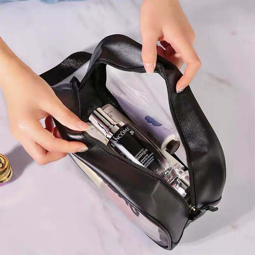 Shuangju Travel toiletries, portable storage bags for men and women, transparent outdoor business trip toiletries, large capacity handbags, elegant black-portable small