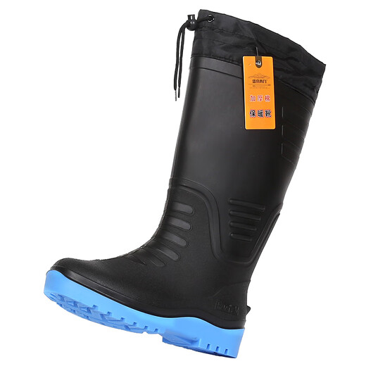 Cotton-in-warm rain boots for men in winter, high tube waterproof shoes, non-slip rain boots, work rubber shoes, plus velvet waterproof boots, 838 high tube lock mouth, plus velvet, please take a size larger 41