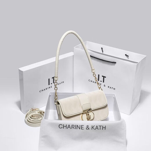 CHARINE&KATH women's peach pink French armpit bag women's niche versatile high-end summer chain crossbody shoulder bag off-white counter gift box