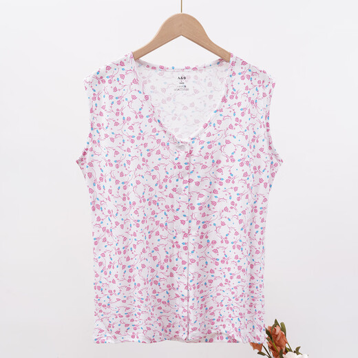 AB Unterwäsche für Frauen Sommer reine Baumwolle dünne Strickjacken gedruckte Weste mittleren Alters und ältere Menschen in voller Größe loser Pyjamas S724 Bud 2xl