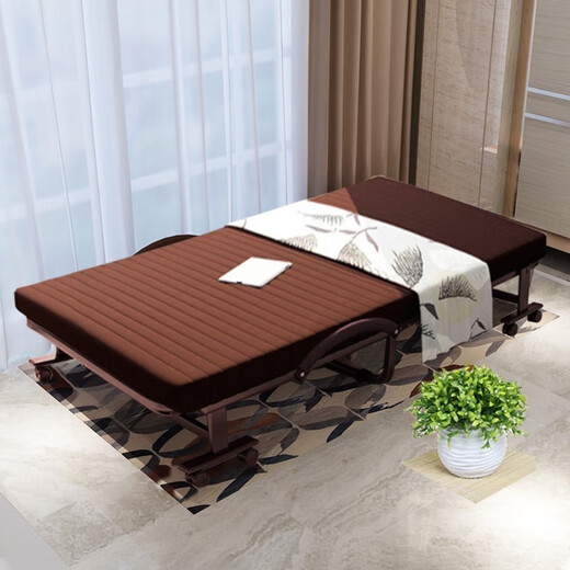 
Oulaiteman 3E coconut brown mat folding bed without assembly adult bed Double lunch break nap bed simple household use gray brown mat 65*192*35