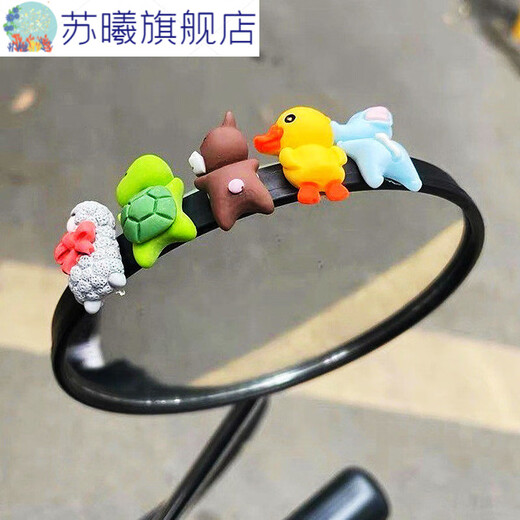 Diamond Electric Vehicle Decoration Small Ornaments Mini Girls Battery Vehicle Accessories Motorcycle Rearview Mirror Car Interior Decorations Spongebob Family Five Pack + Seamless Adhesive