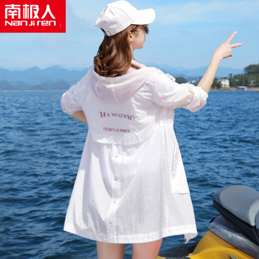 Antarctic Sun Protection Clothing Women's Mid-Length 2020 Summer New Style Women's Clothing Korean Fashion Versatile Loose Slim Anti-UV Breathable Hooded Long Sleeve Sun Protection Shirt Jacket N7-GT153-044-Pink Please take the correct size