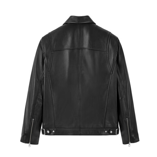 Peacebird Herrenkleidung echte Leder -Lederjacke Trendy Motorrad Leder Jacke Retro Reißverschluss Jacke Tool tragen Pendler Sven schwarz m