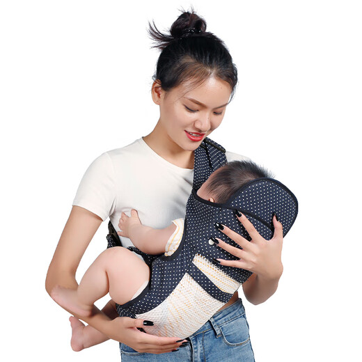 
TIANER baby strap front and rear simple front-back baby strap horizontally back-back newborn baby back bag Tianer 03 net style - blue dot