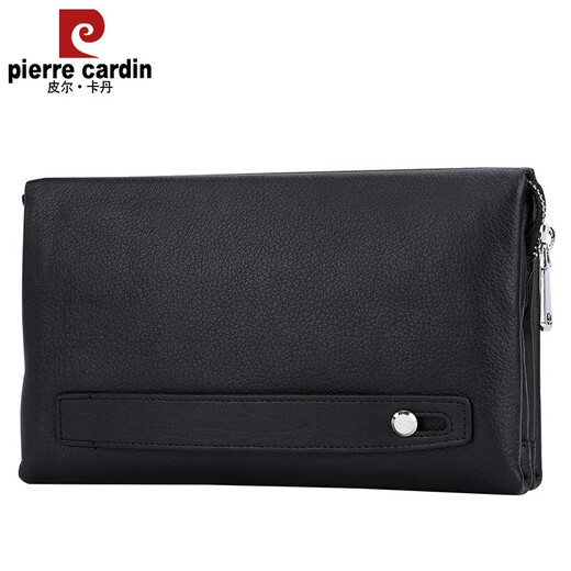 Pierre Cardin/Pierre Cardin brand deer leather men's handbag genuine leather business men's clutch soft leather large capacity fashion boutique handbag men's bag new style black deer leather clutch [235*140*70mm]
