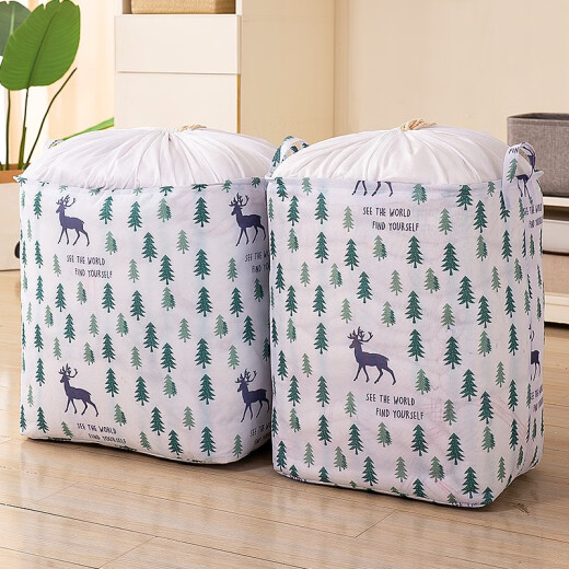 Zhidong quilt storage bag folding dirty clothes basket portable dirty clothes basket storage basket quilt clothes travel packing bag moving artifact Elk Forest 100 liters