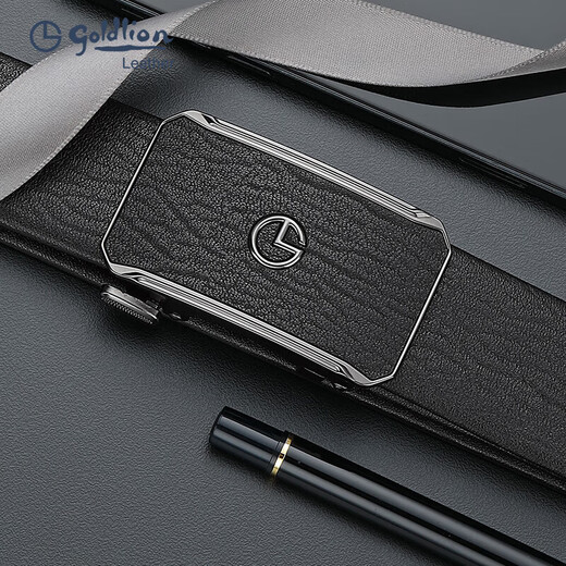 Goldlion Men's Belt First Layer Cowhide Automatic Buckle Belt Fashionable Business Trouser Belt Gift Box New Year's Gift