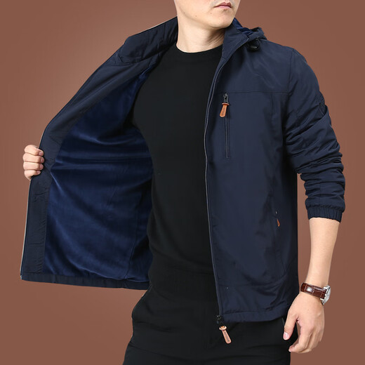 Zhidou Dou Herrenjacke Herbst und Winter plus Samtjacke Herren Winter Casual Clothes 2022 Neue Herren-Top-Herrenkleidung mittleren Alters dicker 9898 Schwarzer abnehmbar