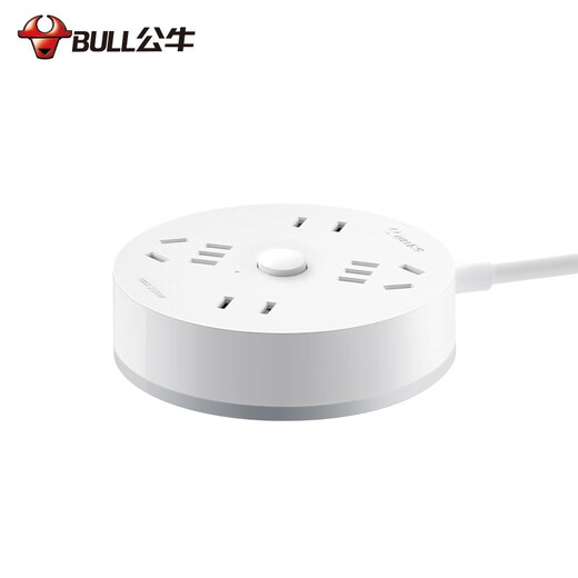 公牛（BULL） 插座/圆形/圆盘系列 带儿童保护门/新国标/排插/插排/接线板 宿舍卧室办公室用 【四位总控1.8米|白】R2220