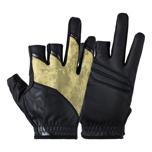 DAIWA spring and summer DG-2023/2123 Fingerless quick-drying fishing gloves, half-finger cooling gloves, split-finger gloves, 3 fingers exposed-Deep Sea Black Pattern M