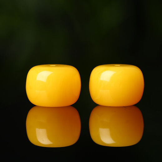 Moshe natural amber beeswax old-style barrel beads single beads round beads small bagels cake loose beads accessories 12x10mm chicken fat yellow each