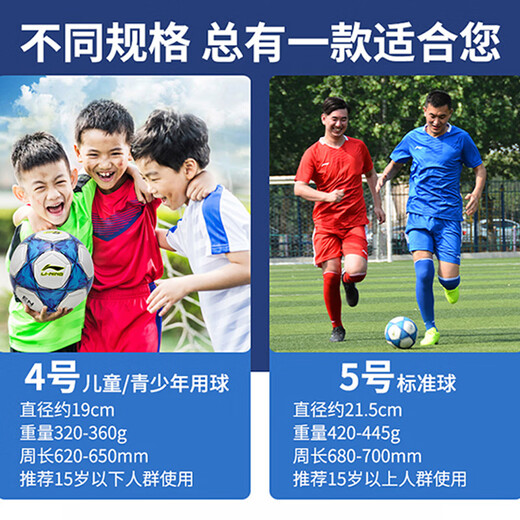 Li Ning (LI-NING) Football No. 5 Adult Children No. 4 Kindergarten Primary School Student Training Competition Standard Ball for High School Entrance Examination Machine Sewn Football No. 673-3/671-3