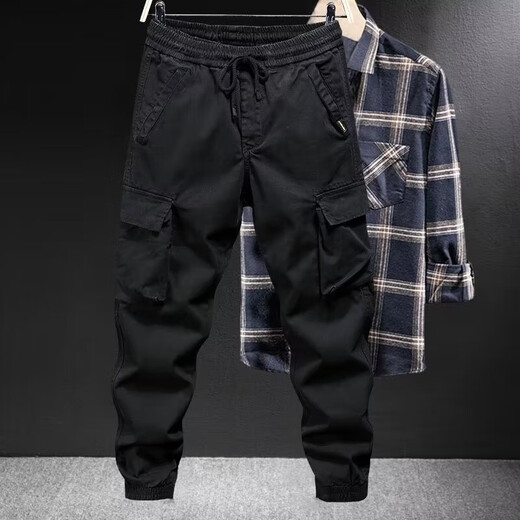 嘉晔干活穿的裤子男耐磨宽松束脚弹力夏季工地防撕裂工作服劳保工作裤 2件装【军绿+灰色】 2XL 【120-140斤】