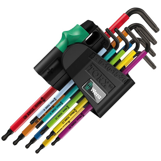 维拉（WERA）内六角扳手套装加长进口球头平头梅花短款扳手德国自行车维修工具 967彩色防盗梅花9件073599加磁器