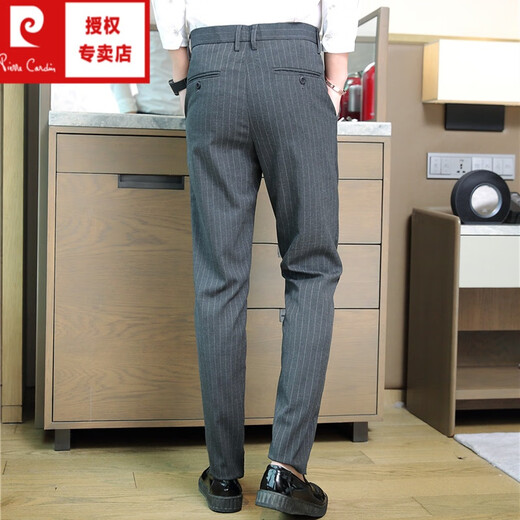 Pier Cardin casual pants men's small trousers thin men's spring and autumn business casual men's pants straight Korean summer trousers slim 509-N9906 (ice silk cropped pants) black 30